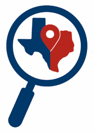 Magnifying glass zooming in on local businesses in the Texoma area